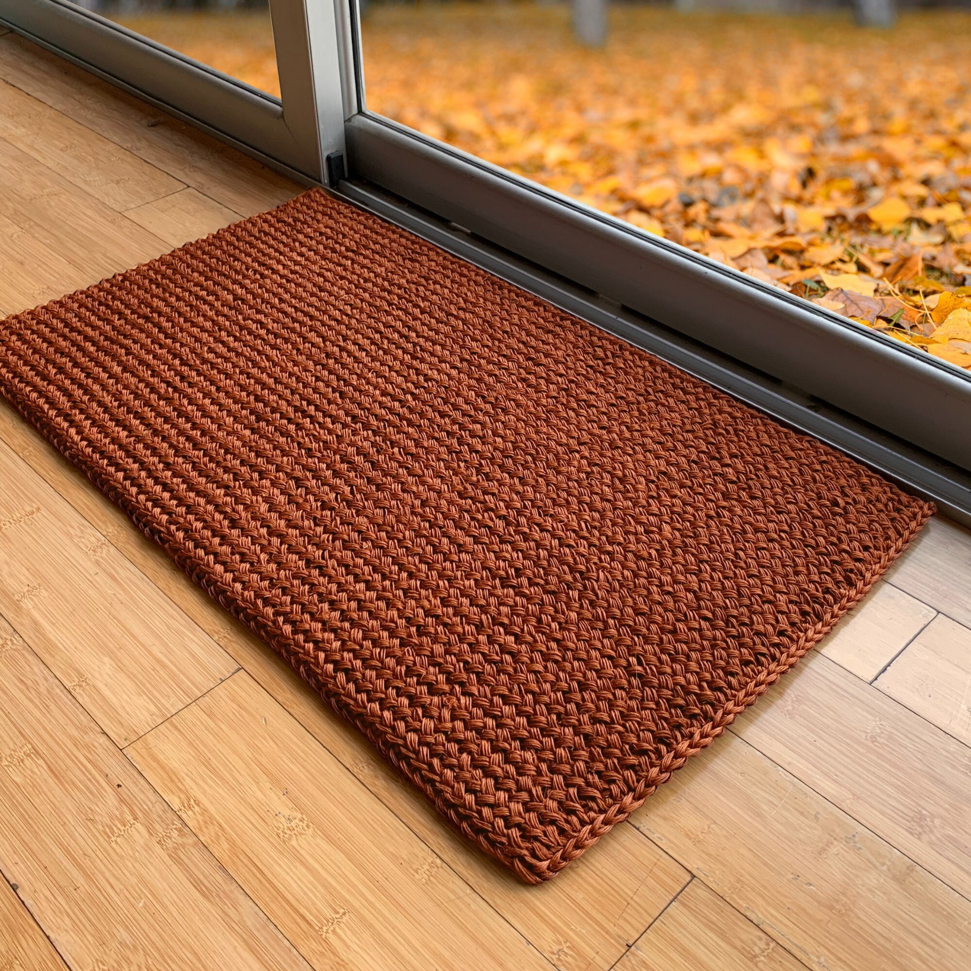 Entryway Rug Indoor Door Mat Natural Fiber Red Lava Small 