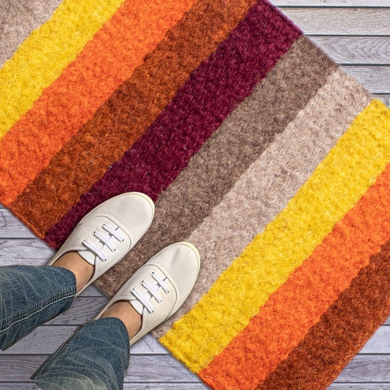 Fall Doormat: Colorful Entryway Sisal Rug, Indoor Doormat, Welcome Mat, Floor Mat, Bedside Rug, Fall Colors, Fall Decor Runner