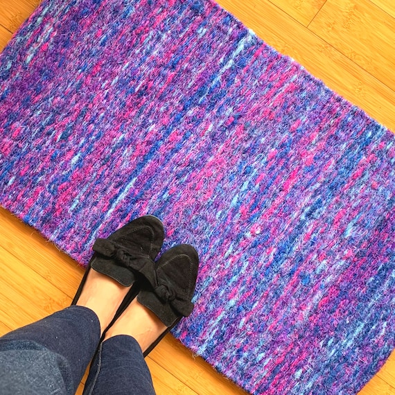 Entryway Rug Indoor Door Mat, Natural Fiber Accent Rug, Colorful Blue Berry Small  Rug, Hand Woven Boho Premium Sisal Doormat, Indieart 