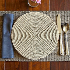 Natural Color Round Placemat Sets Natural for Dining Table, Hand Braided Hot Pot Holder, Fall Decor Placemats, Sisal fiber 14inch