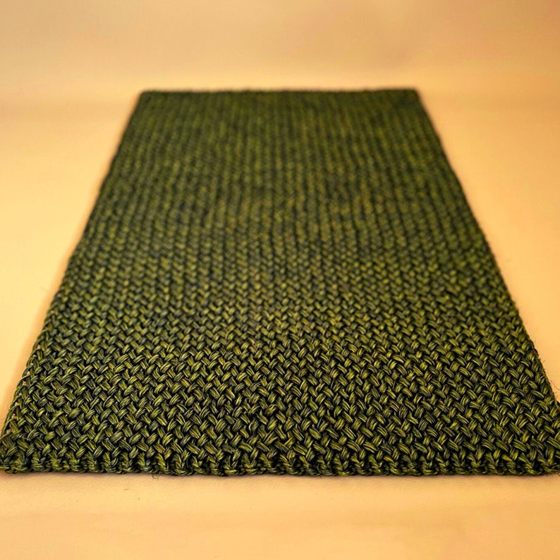 Entryway Rug Indoor Door Mat, Natural Fiber Green Braided Small Rug, Hand Woven Boho Premium Sisal Doormat, Welcome Mat IndieArt image 7