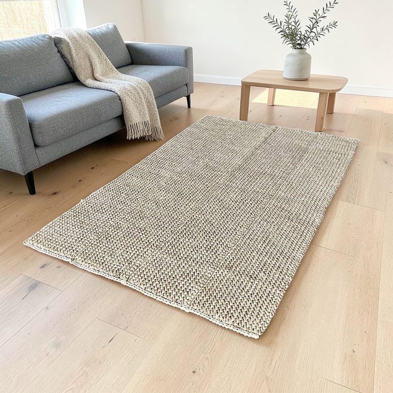 natural area rug, handmade natural color