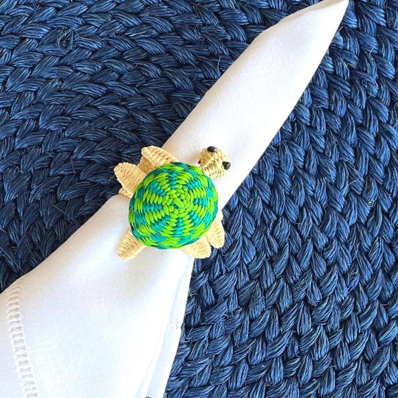 Turtle Napkin Tutorial Woven Palm Napkin Rings: Turtle Decor, Table Accesory Setting - Etsy