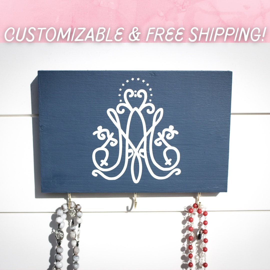 Wooden Rosary Wall Hanger Rosary Wall Display Rosary Wall Holder