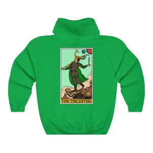 De Trickster Tarot Card Hoodie / Loki / Thor / Tom Hiddleston / Tarot / Rider Waite / Parodie / Comic Book / Marvel / MCU