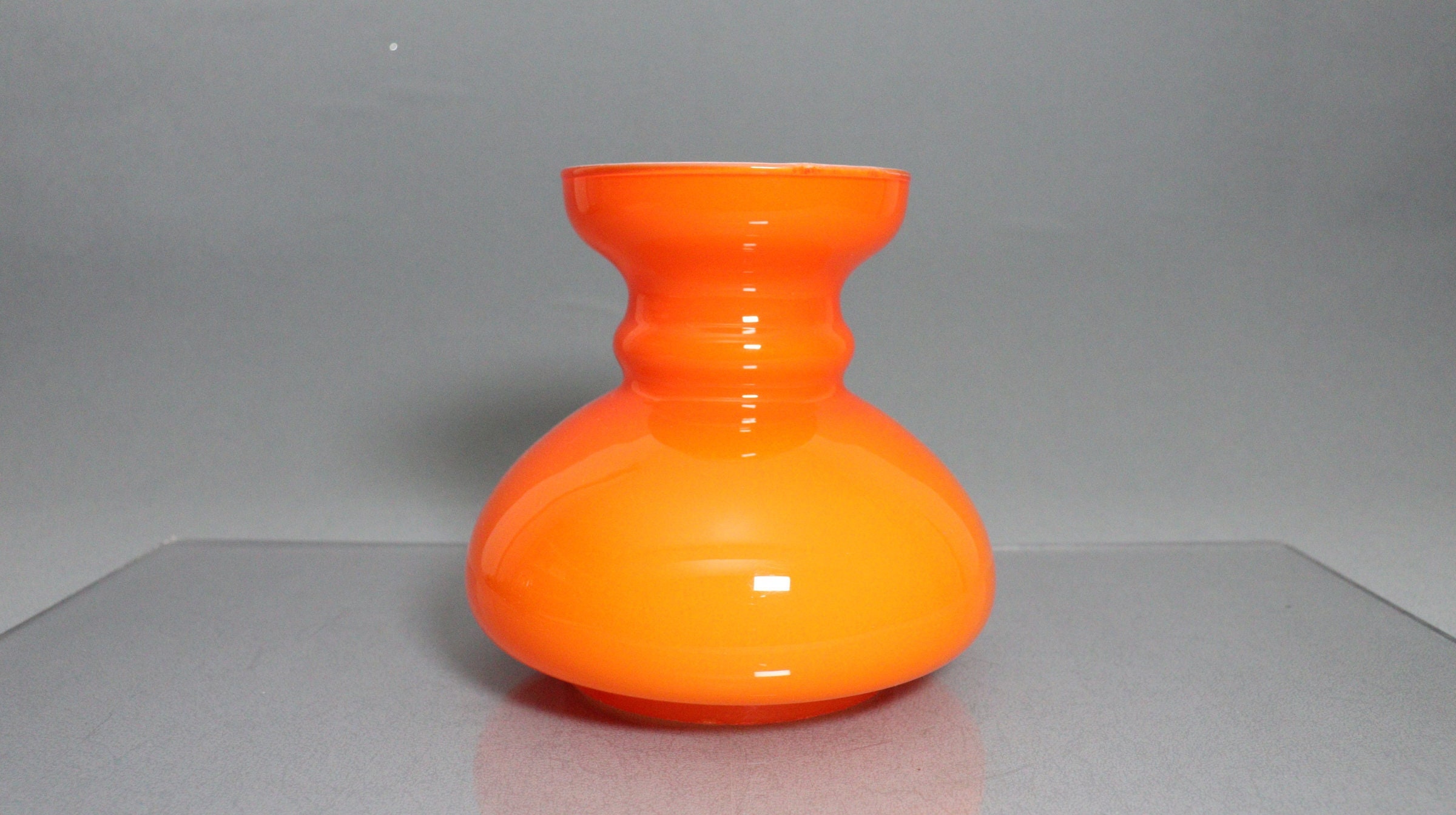 Abat-Jour en Verre Orange Vintage Français Pour Lampe de Table ou Autre Usage Décoratif
