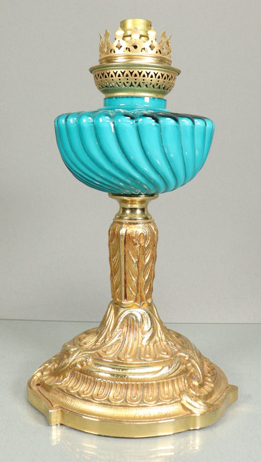 Vintage French Oil Lamp Converted to Electric Table Lamp Made Etsy