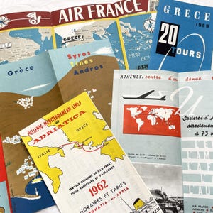 1960 年代 - ギリシャに関する 5 つのカラフルなリーフレット - 60 年前と同じように、今日の休暇を計画しましょう。