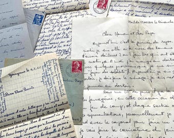 1950s - French Handwritten Letters and Envelopes Set - Vintage Ephemera