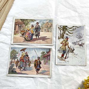1900s - Set of 3 Antique Chicory Advertising Leaflets - Vintage French Ephemera Lot - Trade cards - circa 1900s