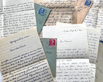 1950s - French Handwritten Letters and Envelopes - Vintage Correspondence Lot