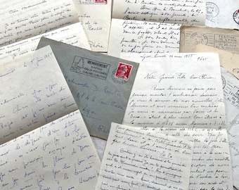 1950s - Set of 5 French Letters - Vintage Family Correspondence