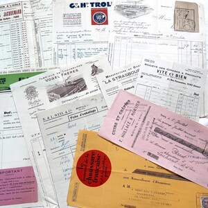 1930s - Vintage French Invoices and Bills of Exchange Lot - French invoices and bills of exchange - Beautiful paper and stamps