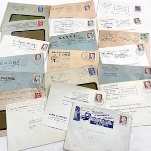 Años 50 - 20 sobres franceses de los años 50-60 - Sin cartas - Sobres comerciales - Efímeras con sellos y membretes - Correo industrial
