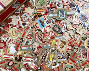 50 vintage cigar bands of different sizes and patterns probably from the 1960s to the 1980s - Randomly selected from the lot photographed