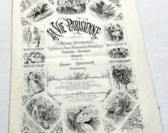 Década de 1900 - Publicación icónica de la Belle Epoque - Hermosa portada central - Periódico francés de 1901 - 16 páginas
