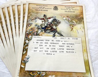 1950s - Large and richly decorated telegram - Magnificent vintage belgian telegramme from 1950s