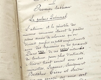 Late 19th - 56-pages French Handwritten Play Manuscript - Roman Drama 'Nero'
