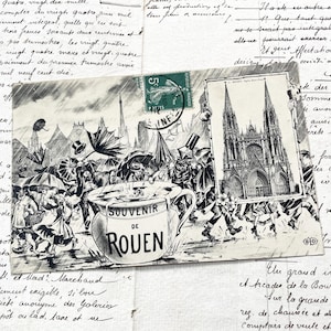 Anni '10 - Cartolina francese umoristica - "Souvenir de Rouen" / "Ricordo di Rouen"