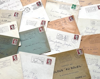 1960s - French Envelopes Lot - Vintage Postmarks - 20 Pieces