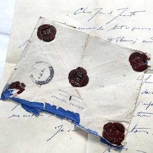 Años 50 - Sorprendente sobre con sellos de lacre y su carta - Actual en el siglo XIX pero no en los años 50.