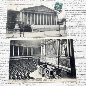 Années 1910 - Carte postale de Paris - Intérieur et extérieur de la Chambre des députés française - Carte de Paris vintage