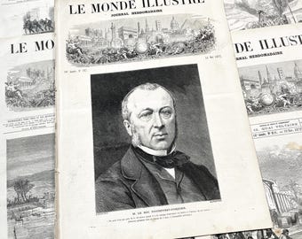 1870s - Stunning newspaper "Le monde illustré" with beautiful engravings - French weekly journal from 1872 - 16 pages