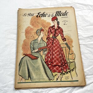 1940s - French fashion newspaper "Le Petit Echo de la Mode" with illustrations, articles and advertising - 1948