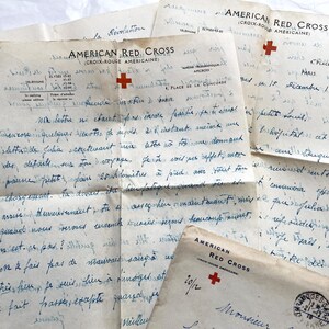 Década de 1910 - Historia de Jeanne - Dos cartas enviadas por Jeanne a Louis - En papel oficial de la Cruz Roja Americana - Correspondencia de la Primera Guerra Mundial