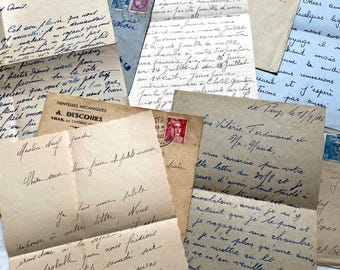 1940s - French Handwritten Letters - Set of 5 Envelopes & Correspondence