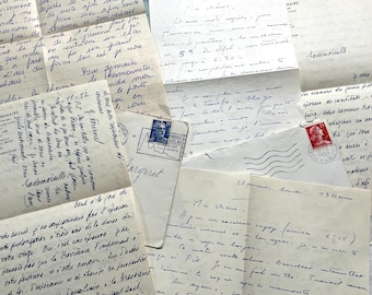 1950s - French Letter Set - 5 Original Handwritten Letters