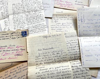 Década de 1950 - Juego de cartas francés - Correspondencia manuscrita antigua