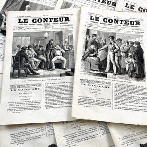 1881 - 2 journaux littéraires français « Le conteur » avec de belles gravures - 16 pages par numéro