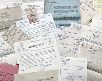 1950s - Vintage Ephemera Lot – French Letters, Invoices and Legal Documents from Notary Archive