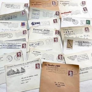Años 50 - 20 sobres franceses de los años 50-60 - Sin cartas - Sobres comerciales - Efímeras con sellos y membretes - Correo industrial