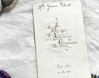 1960s - Vintage French Menu Card - 1967 First Communion Souvenir - Religious Event Keepsake - Historical Ephemera