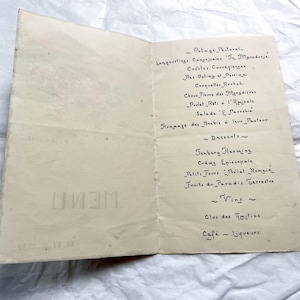 30 novembre 1952 - feuille de menu française vintage - menu gastronomique manuscrit du dîner - éphémères culinaires français