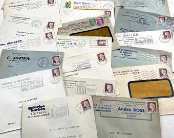 1950s - 20 French envelopes from 1950s-1960s - Without letters - Business Envelopes – Ephemera with Stamps & Letterheads – Industrial Mail