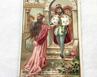 Late 19th - French Chromo - Chicory Williot Fils Promotional Card - La Gardeuse Joies Illustration - Vintage Advertising Collectible