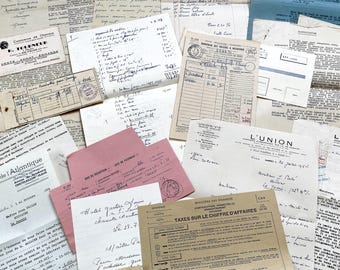 1950s - Vintage Ephemera Lot – French Letters, Invoices and Legal Documents from Notary Archive