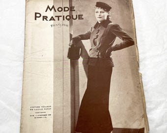 1930s - Mode Pratique Françoise Vintage Fashion Magazine - October 1936 Issue - Women's Clothing Patterns - Craft Ideas - Retro Style