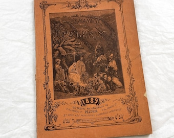 Late 19th - 1889 Almanach du Pelerin Antique Religious Illustrated French Almanac Book - Parisian Universal Exposition - Catholic Calendar