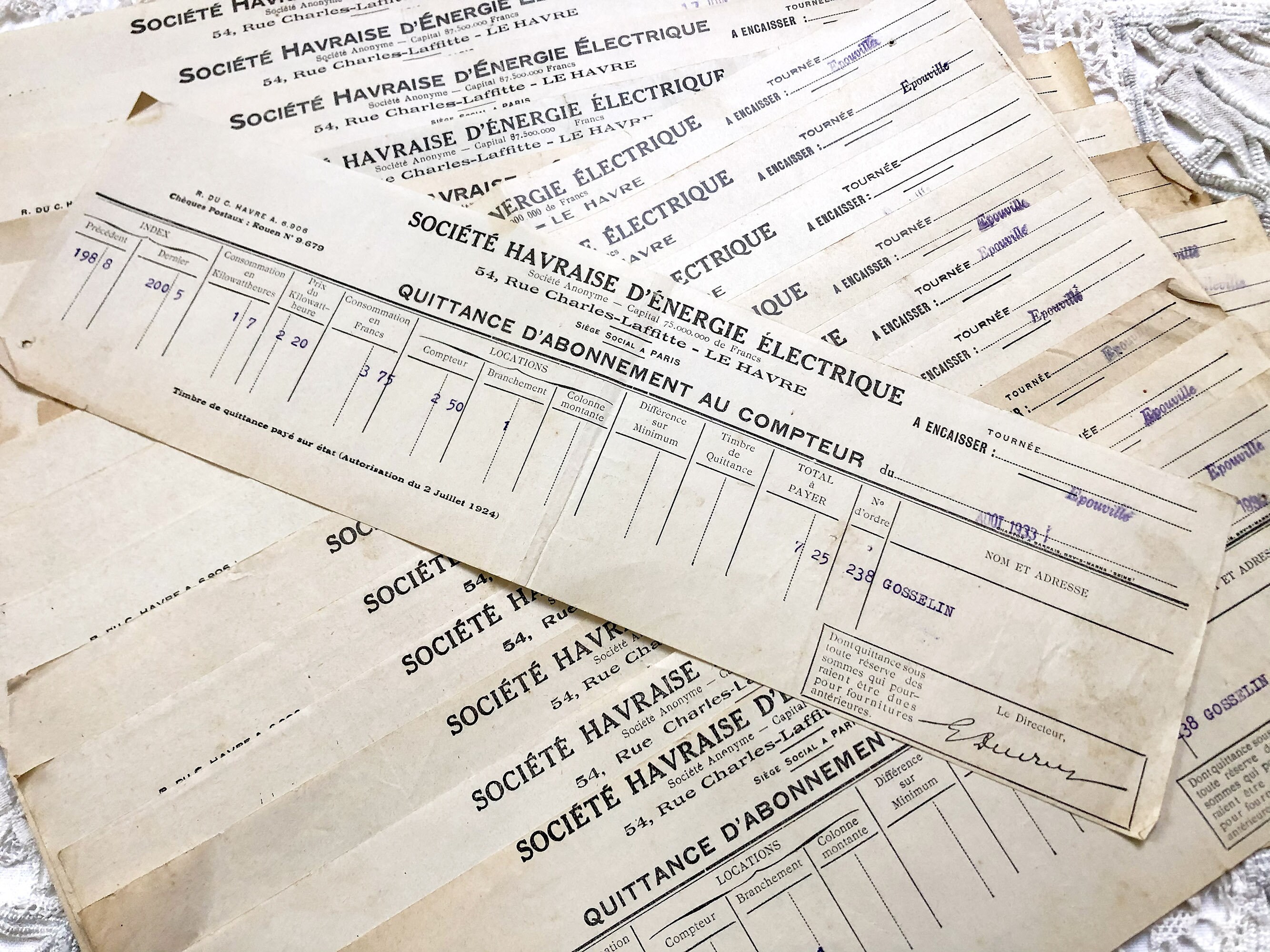 1930s 5 French large electricity bills of The Société Etsy