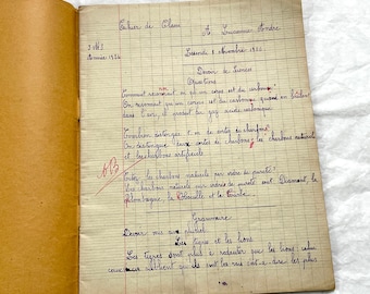1920s - French School Notebook - Student's Cahier de Classe - Young Girl's Lessons - All Pages Photographed