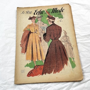 1940s - French fashion newspaper &quot;Le Petit Echo de la Mode&quot; with illustrations, articles and advertising - 1948