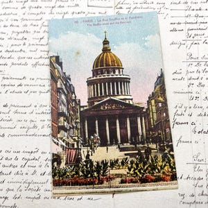 Années 1910 - Carte postale parisienne du Panthéon et de la rue Soufflot