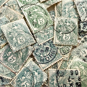 1900er - Set mit 30 Vintage französischen 5 Centimes Briefmarken (Typ Blanc) - Alte gestempelte Briefmarken