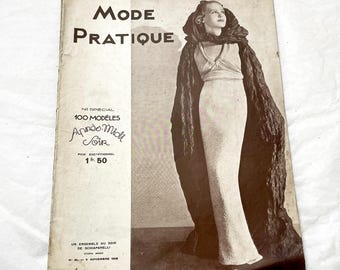 1930s - Vintage French Fashion Magazine - Mode Pratique - November 1935 - Special Edition - Evening Wear - Daywear - Patterns - Schiaparelli
