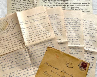 1940s - Vintage French Love Letters - Romantic Correspondence Between Lovers - Handwritten Letters