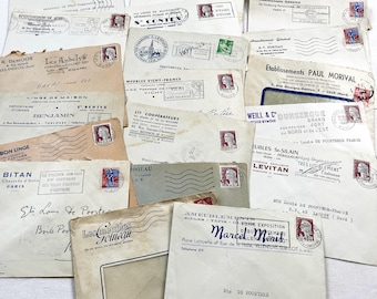1950s - 20 French envelopes from 1950s-1960s - Without letters - Business Envelopes – Ephemera with Stamps & Letterheads – Industrial Mail